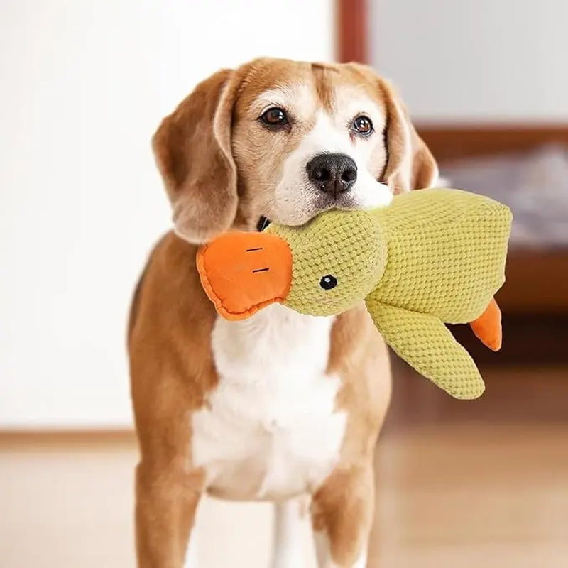 Squeaky Duck Plush Dog Toy - Ultra-Soft Corduroy Chew Toy with Built-In Sound, Interactive Durable Safe Plaything for Dogs & Puppies