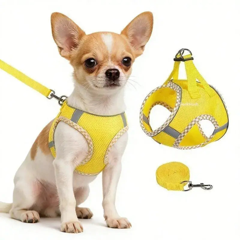 2Pcs Dog Harness and Leash Set, Adjustable No Pull Dog Chest Strap, Outdoor Walking Pet Supplies for Small Medium Large Dogs Reflective Step-In Dog Harness & Leash Set, Soft Mesh No Pull Puppy Vest Harness, Adjustable Lightweight Walking Gear