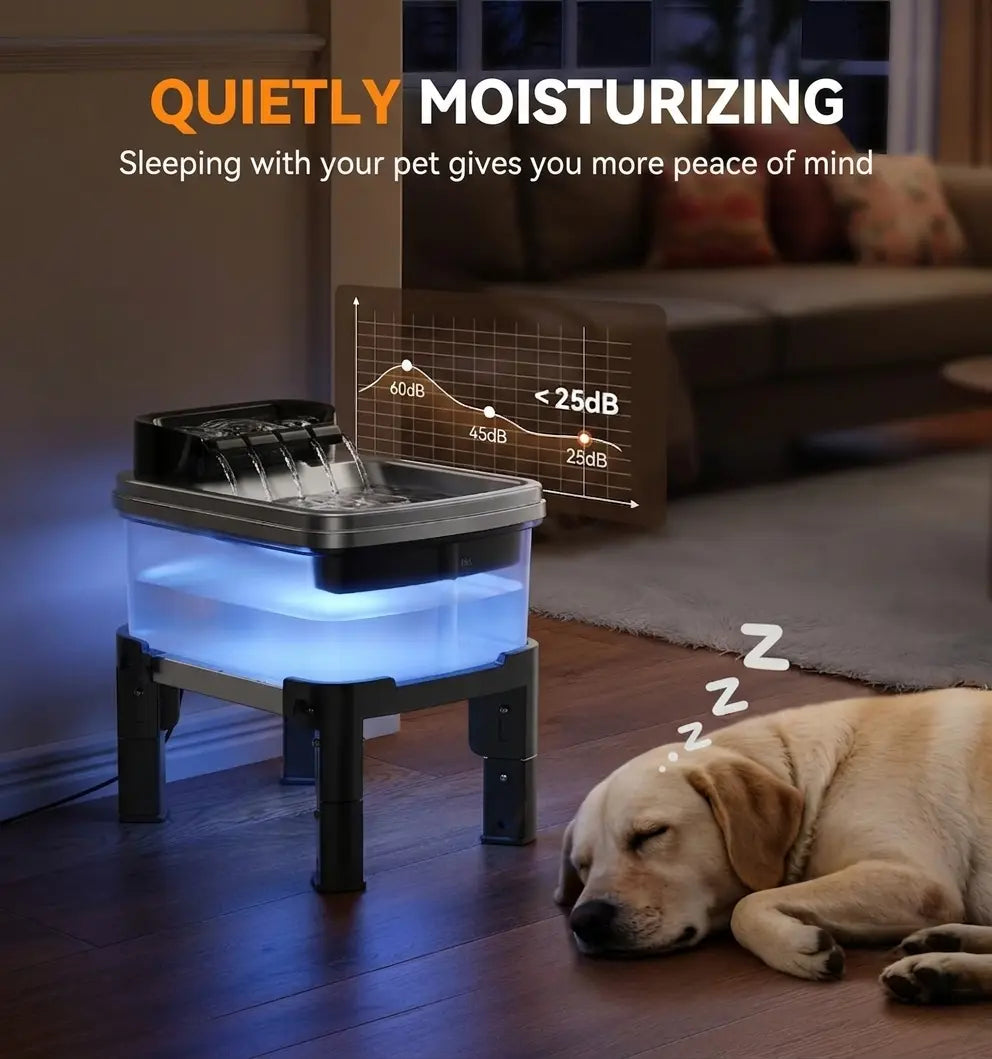Height Adjustable Pet Water Fountain, 10L Large Capacity Elevated Dog Water Bowl with Filter, 4-Level Adjustable Stainless Steel Water Dispenser for Cats and Dogs, Ultra-Quiet Pet Fountain, No Spill Design