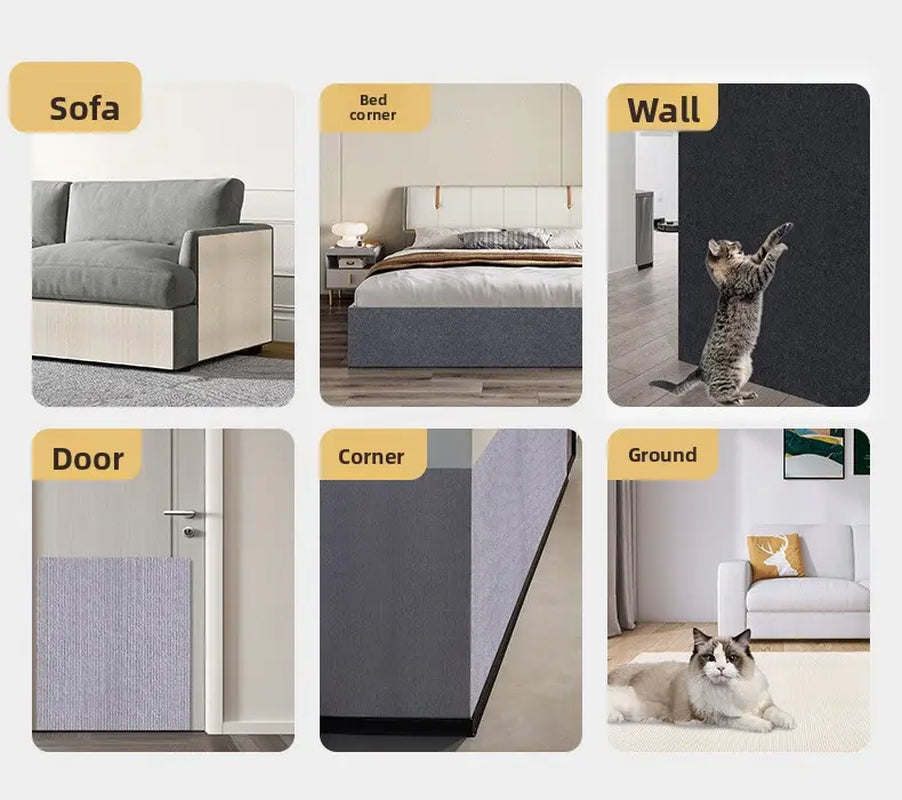 Cat Scratch Furniture Protector, Self-Adhesive Anti-Scratch Cat Couch Protector, Durable Trimmable Cat Scratching Pad for Sofa, Wall, Door, Stop Cat Scratching Damage