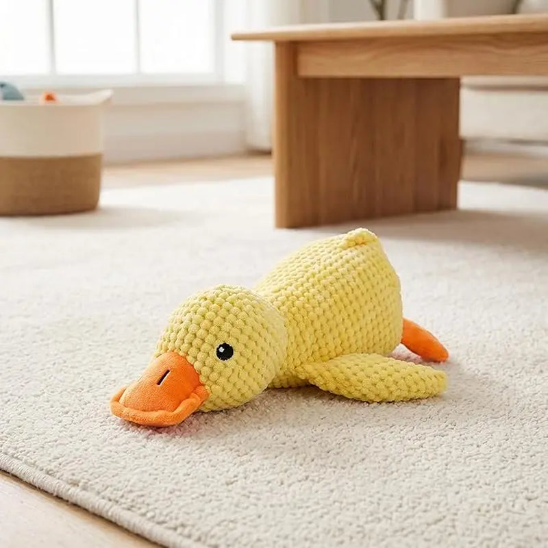 Squeaky Duck Plush Dog Toy - Ultra-Soft Corduroy Chew Toy with Built-In Sound, Interactive Durable Safe Plaything for Dogs & Puppies