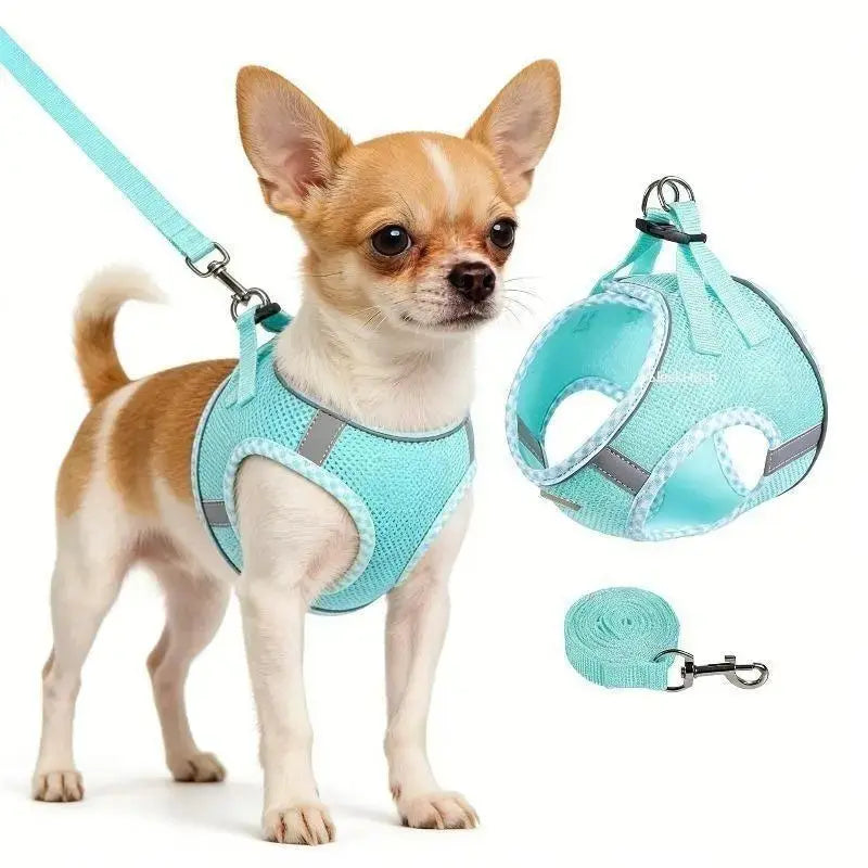 2Pcs Dog Harness and Leash Set, Adjustable No Pull Dog Chest Strap, Outdoor Walking Pet Supplies for Small Medium Large Dogs Reflective Step-In Dog Harness & Leash Set, Soft Mesh No Pull Puppy Vest Harness, Adjustable Lightweight Walking Gear