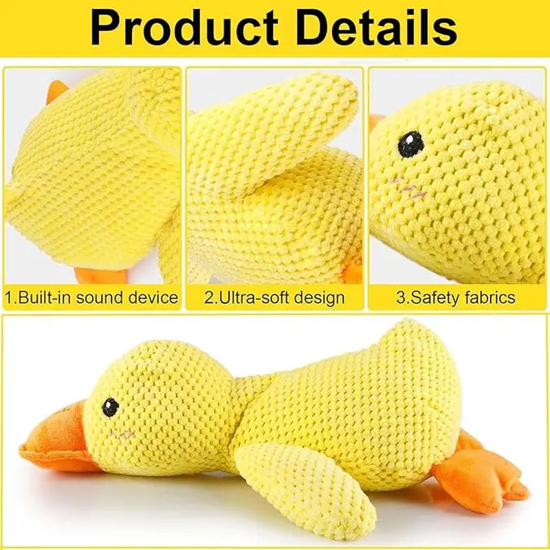 Squeaky Duck Plush Dog Toy - Ultra-Soft Corduroy Chew Toy with Built-In Sound, Interactive Durable Safe Plaything for Dogs & Puppies
