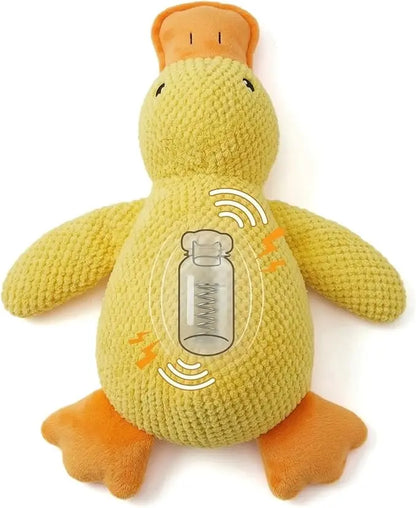 Squeaky Duck Plush Dog Toy - Ultra-Soft Corduroy Chew Toy with Built-In Sound, Interactive Durable Safe Plaything for Dogs & Puppies