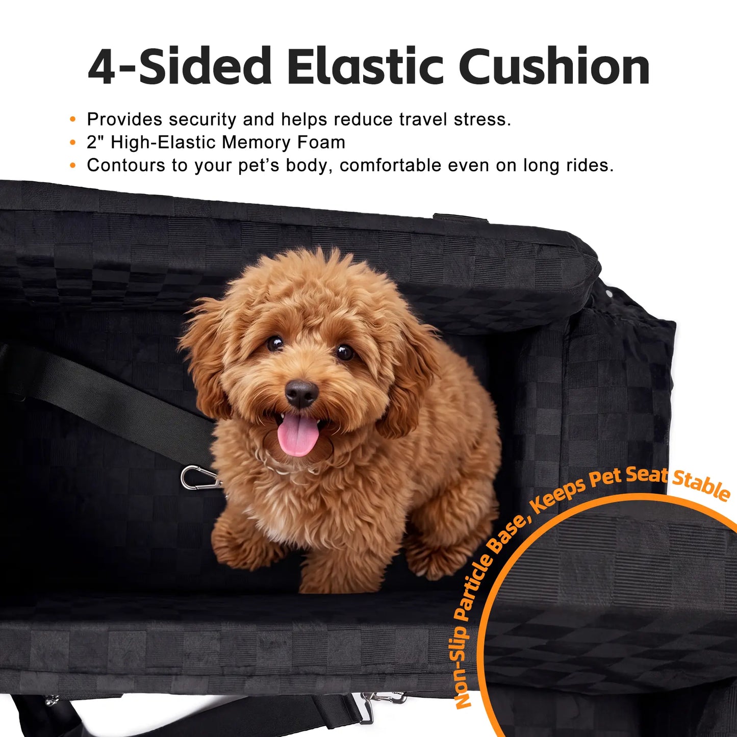 Zvrpet 2-In-1 Console Pet Car Seat and Carrier – Portable Center Console Pet Booster for Small Dogs/Cats, Max 16 Lbs, Anti-Collapse, Washable Cushion, Adjustable Padded Shoulder Strap 43"