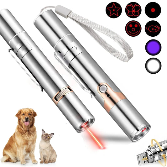 USB Rechargeable Rotatable Pet Laser Light Toy, 5 Modes Adjustable Pet Interactive Toy, Pet Training Toy, Suitable for Indoor Cats and Dogs