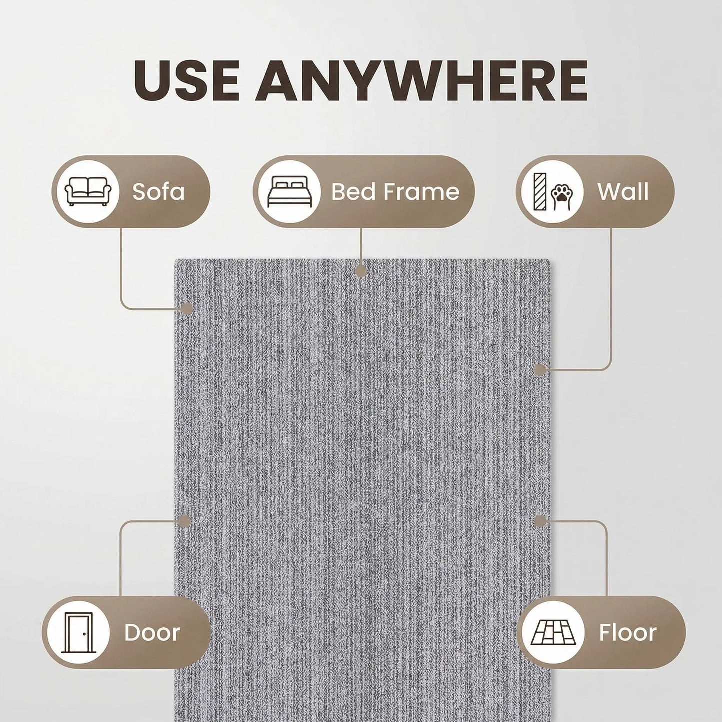 Cat Scratch Furniture Protector, Self-Adhesive Anti-Scratch Cat Couch Protector, Durable Trimmable Cat Scratching Pad for Sofa, Wall, Door, Stop Cat Scratching Damage