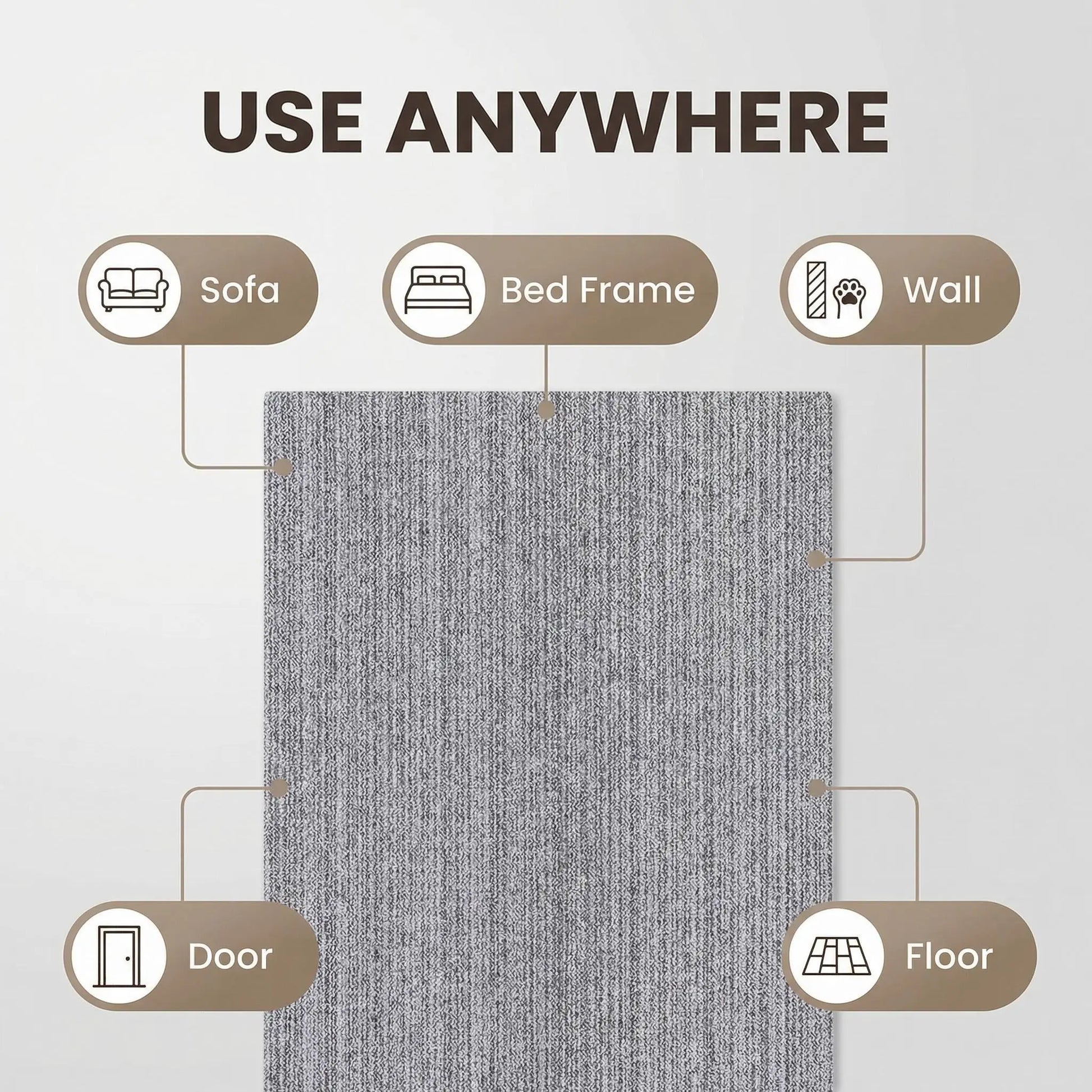 Cat Scratch Furniture Protector, Self-Adhesive Anti-Scratch Cat Couch Protector, Durable Trimmable Cat Scratching Pad for Sofa, Wall, Door, Stop Cat Scratching Damage