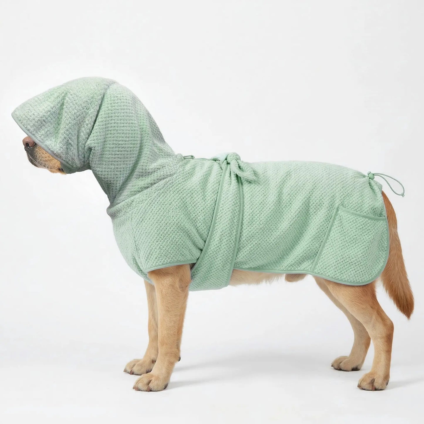 Koogal Quick Drying Ultra Absorbent Polyester Dog Bathrobe Towel - Adjustable Waistband, Cute Bear Ear Hood, 1-Size Fits 6-115 Lbs Dogs for Post-Bath Grooming Use,Silicone,Brush