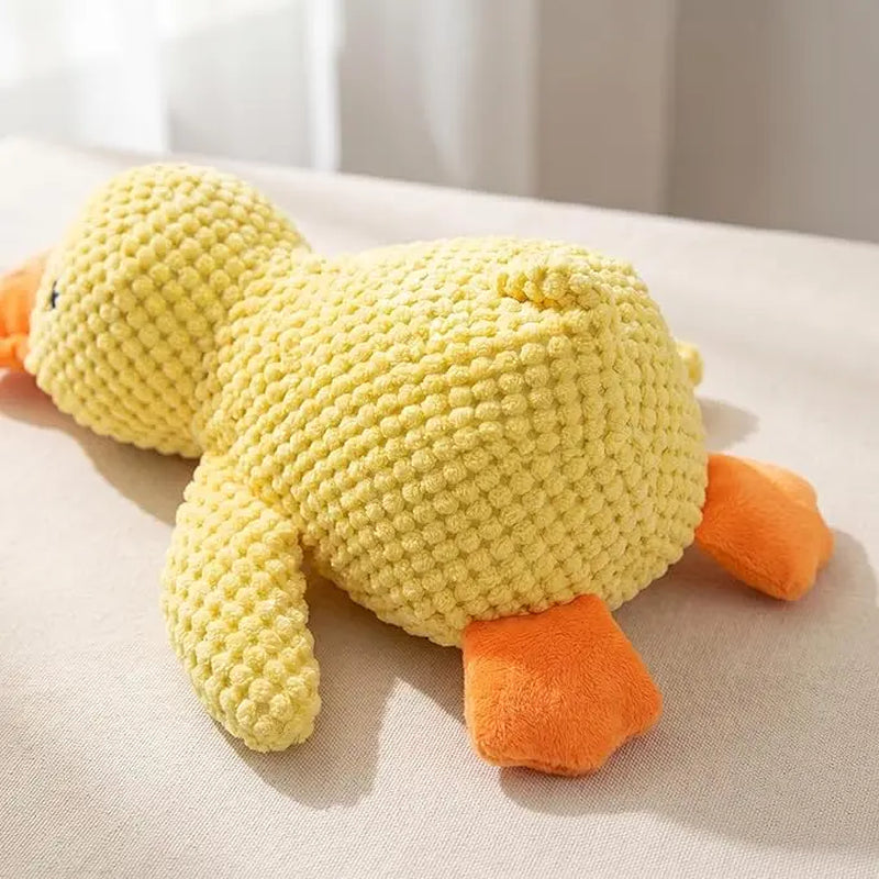 Squeaky Duck Plush Dog Toy - Ultra-Soft Corduroy Chew Toy with Built-In Sound, Interactive Durable Safe Plaything for Dogs & Puppies