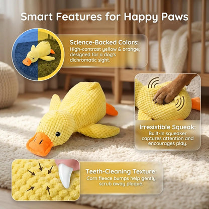Squeaky Duck Plush Dog Toy - Ultra-Soft Corduroy Chew Toy with Built-In Sound, Interactive Durable Safe Plaything for Dogs & Puppies