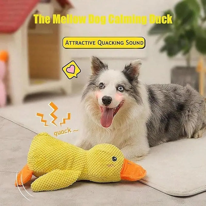 Squeaky Duck Plush Dog Toy - Ultra-Soft Corduroy Chew Toy with Built-In Sound, Interactive Durable Safe Plaything for Dogs & Puppies