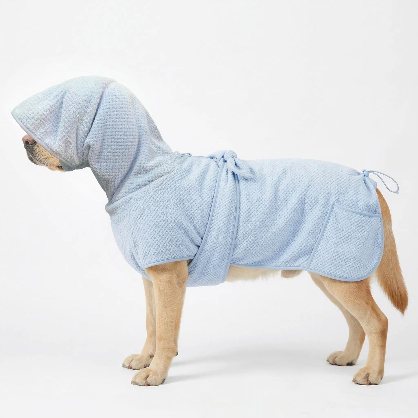Koogal Quick Drying Ultra Absorbent Polyester Dog Bathrobe Towel - Adjustable Waistband, Cute Bear Ear Hood, 1-Size Fits 6-115 Lbs Dogs for Post-Bath Grooming Use,Silicone,Brush